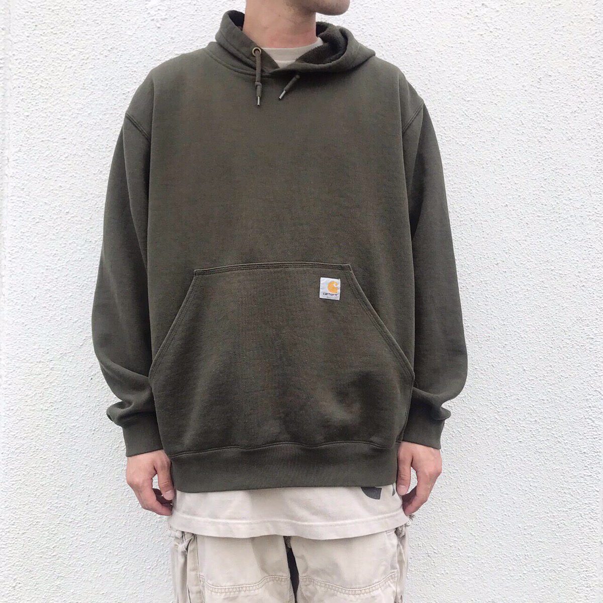 90s ビンテージ Carhartt カーハート スウェットパーカー 古着 90s USA製 Carhartt ワンポイント スウェット パーカー 紺
