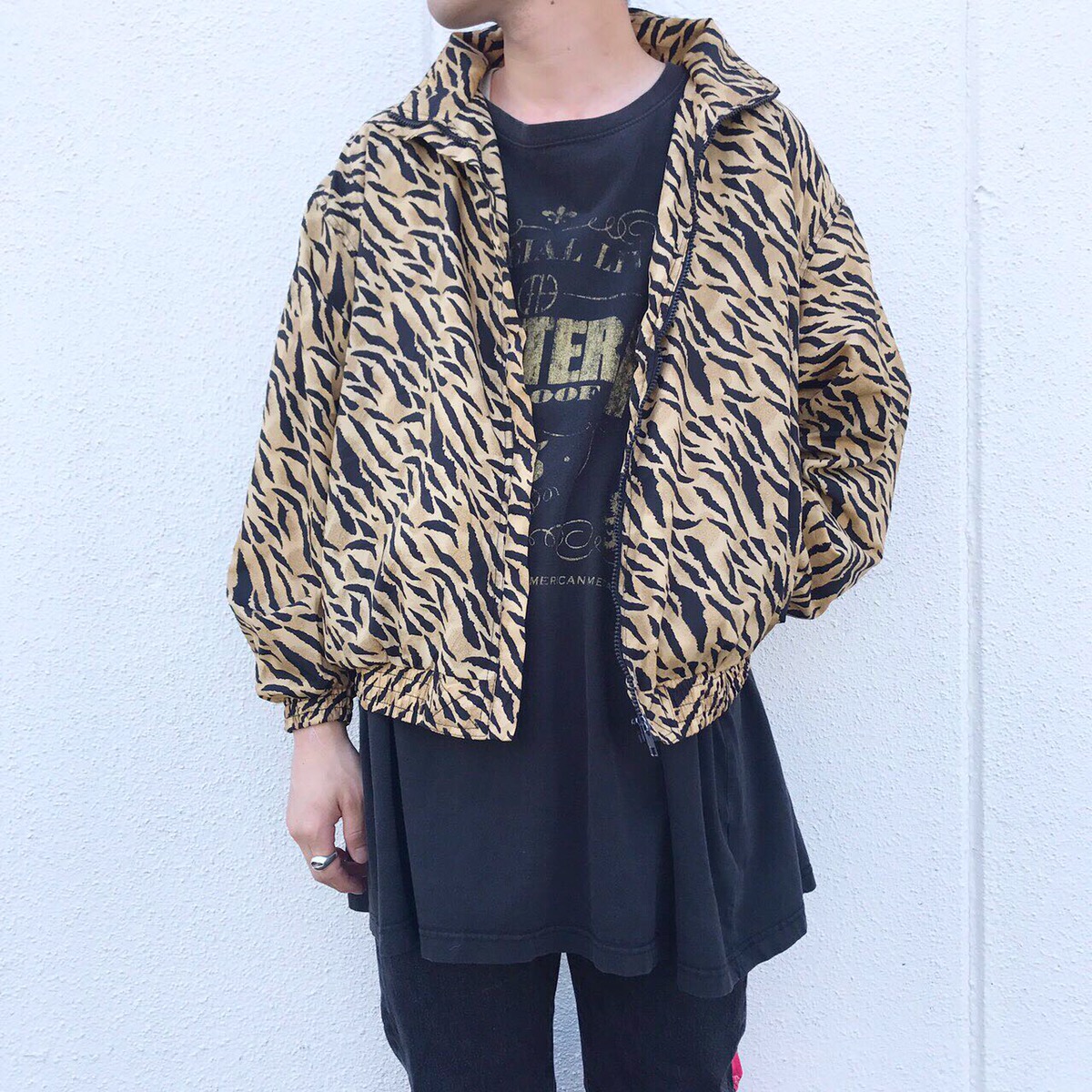 Tiger pattern nylon jacket | Band tee 「PANTERA」