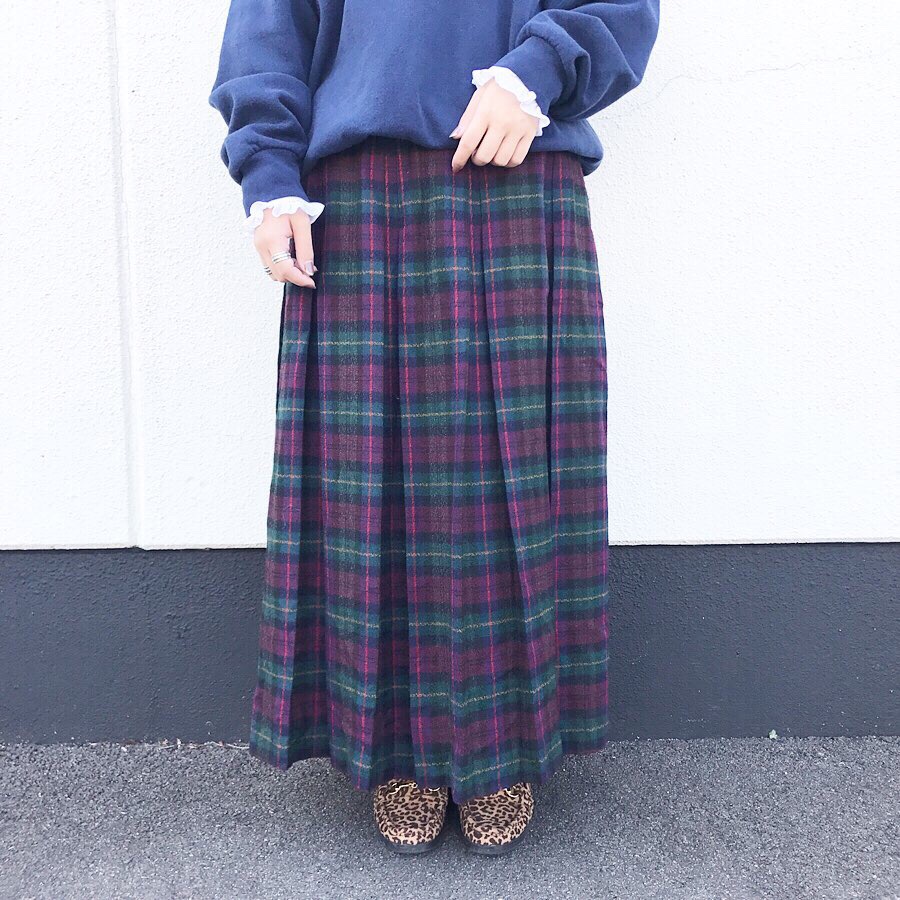 80's wool plaid skirt -TALON ZIP-