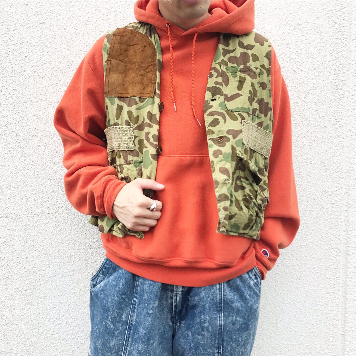 champion reverse weave, duckhunt camouflage hunting vest
