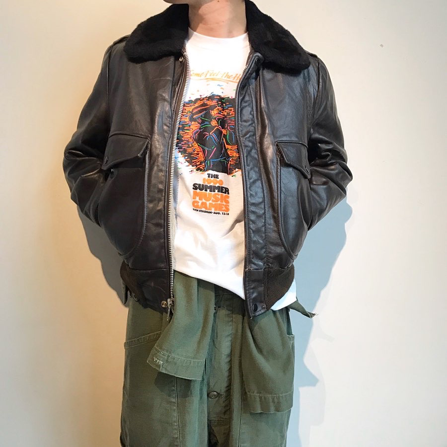 single leather jacket | 90s vintage tee