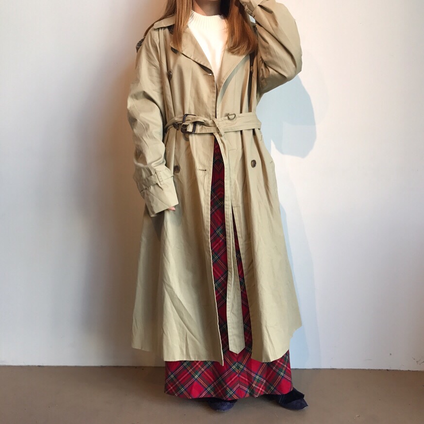 90s mockneck sweater made in USA | 90s wool plaid skirt made in USA | brooks brothers trench  coat