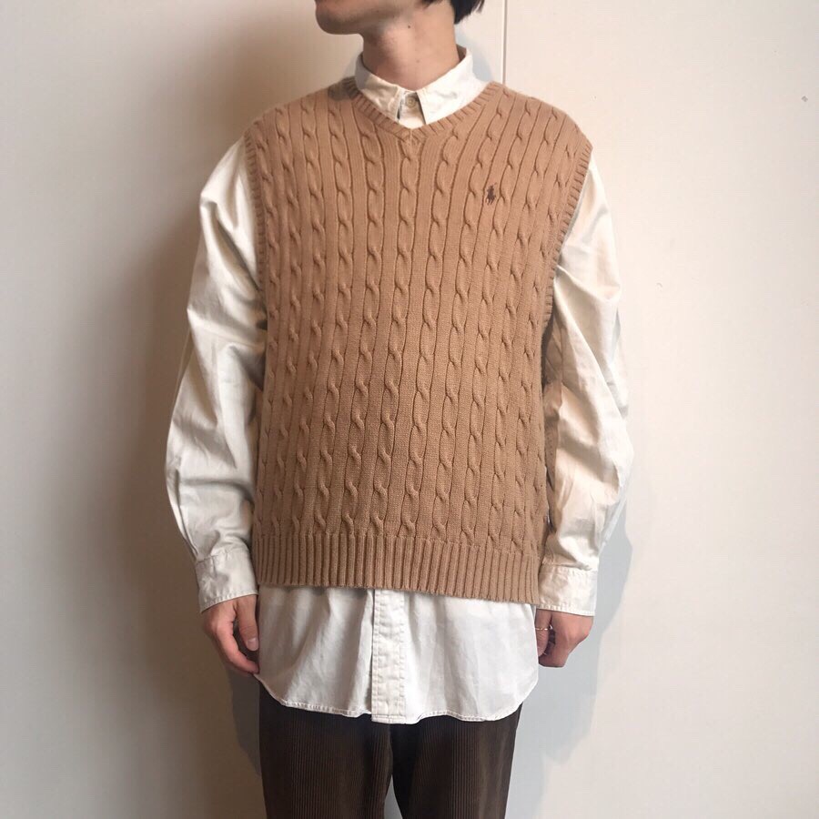 90s ralphlauren cotton knit vest, 90s nautica L/S shirt