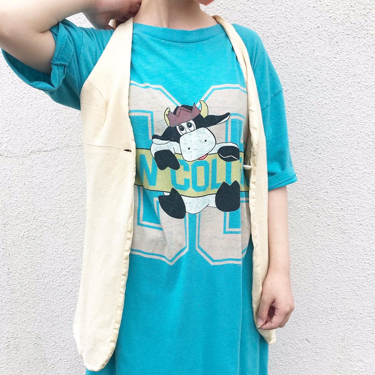 90's big tee, 90's vest made in USA