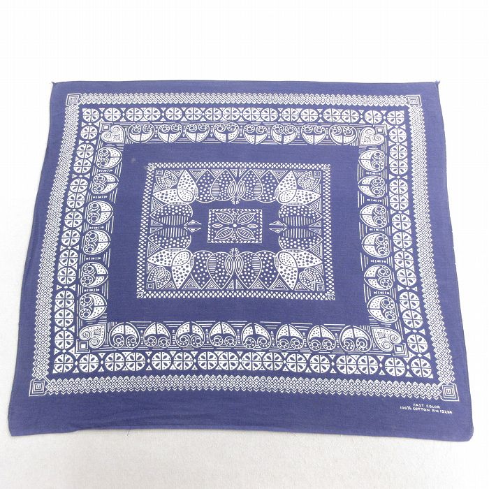 古着通販 中古 ビンテージ バンダナ 70年代 70s コットン 紺