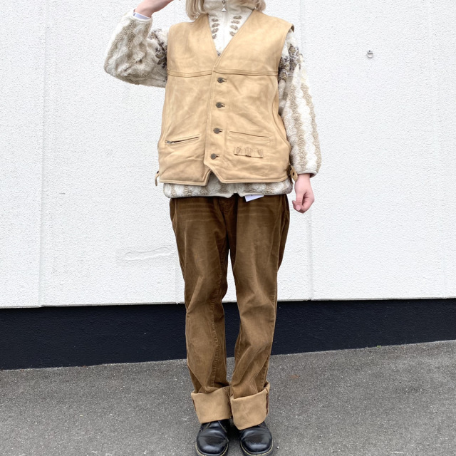 年12月14日 レザーベストコーデ 古着 古着通販 メンズ レディースのビンテージ古着屋ラッシュアウト