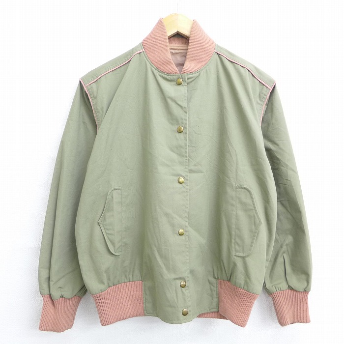 古着通販 古着 レディース 長袖 ジャケット 80年代 80s リバーシブル 濃緑