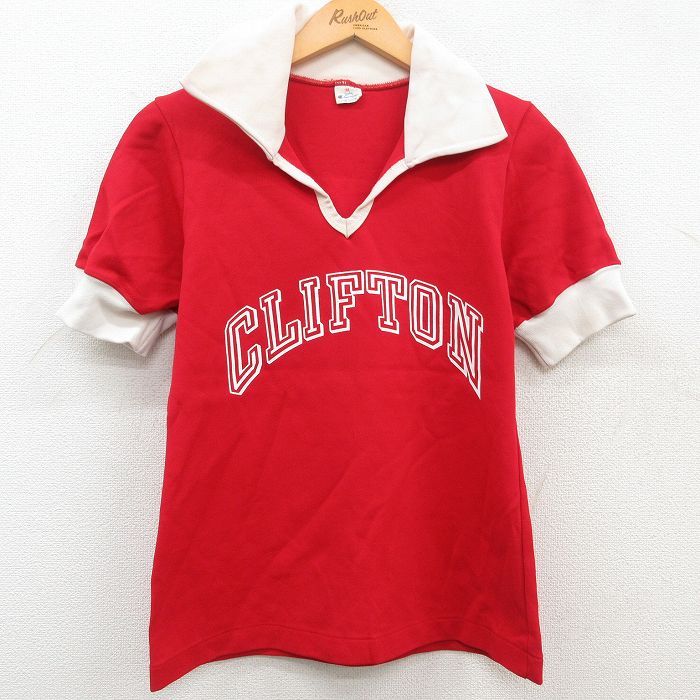 半袖シャツchampion 80s CLIFTON 開襟 USA製  赤 白