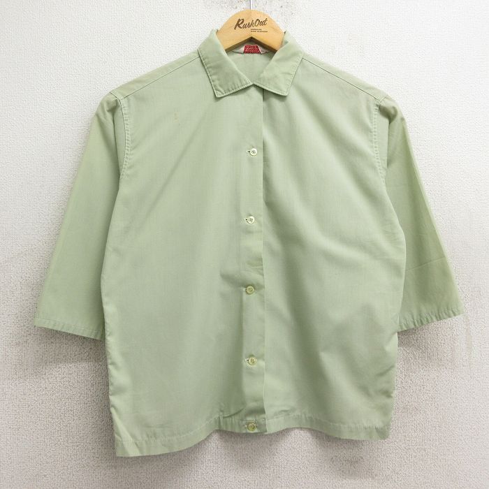 古着通販 古着 7分袖 シャツ レディース 80年代 80s 薄緑系 古着通販 古着 7分袖 シャツ レディース 80年代 80s 薄緑系