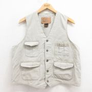 古着通販 L☆古着 フィッシング ベスト メンズ コットン 濃ベージュ