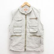 古着通販 L☆古着 フィッシング ベスト メンズ コットン 濃ベージュ