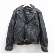 古着通販 XL☆古着 長袖 レザー ジャケット メンズ パッチワーク