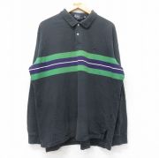 【Lサイズ】ポロ ラルフローレン 長袖 ラガーシャツ 古着 メンズ Ralph Lauren - 90s ポロ ラルフローレン ボーダー 長袖 ラガー