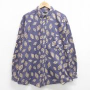 古着通販 XL☆古着 長袖 シャツ メンズ 90年代 90s 総柄