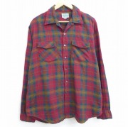 古着通販 L☆古着 長袖 ビンテージ ウール シャツ 60年代 60s