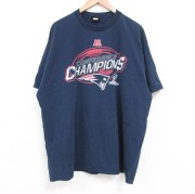 古着通販 XL☆古着 半袖 Tシャツ メンズ クルーネック 紺