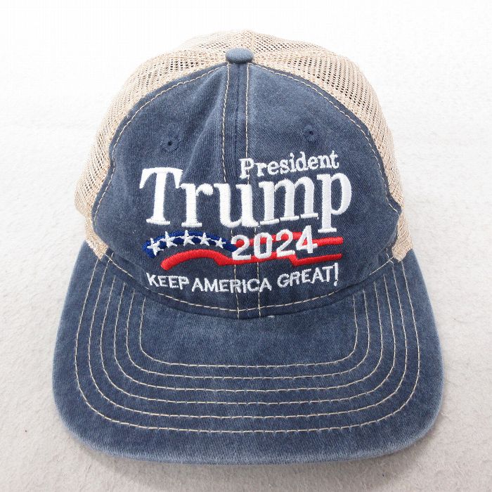 古着通販 中古 メッシュ キャップ トランプ大統領 刺繍 ツートン