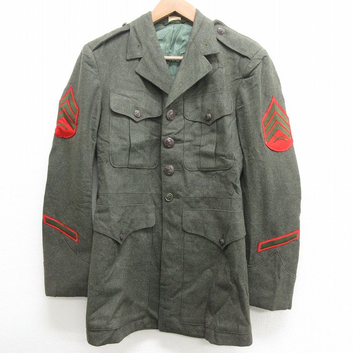 S★古着 長袖 ビンテージ ミリタリー ジャケット 将校服 ユニフォーム メンズ 60年代 60s 濃緑 グリーン 22jan31 中古 アウター フライト WS