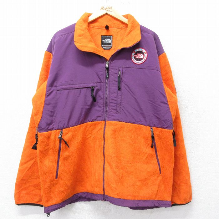 L★古着 ノースフェイス THE NORTH FACE 長袖 フリース デナリ ジャケット メンズ 90年代 90s ワンポイントロゴ TRAS  ANTAECTICA 40周年 ツートンカラー オレンジ他 【spe】 23oct07 中古 アウター