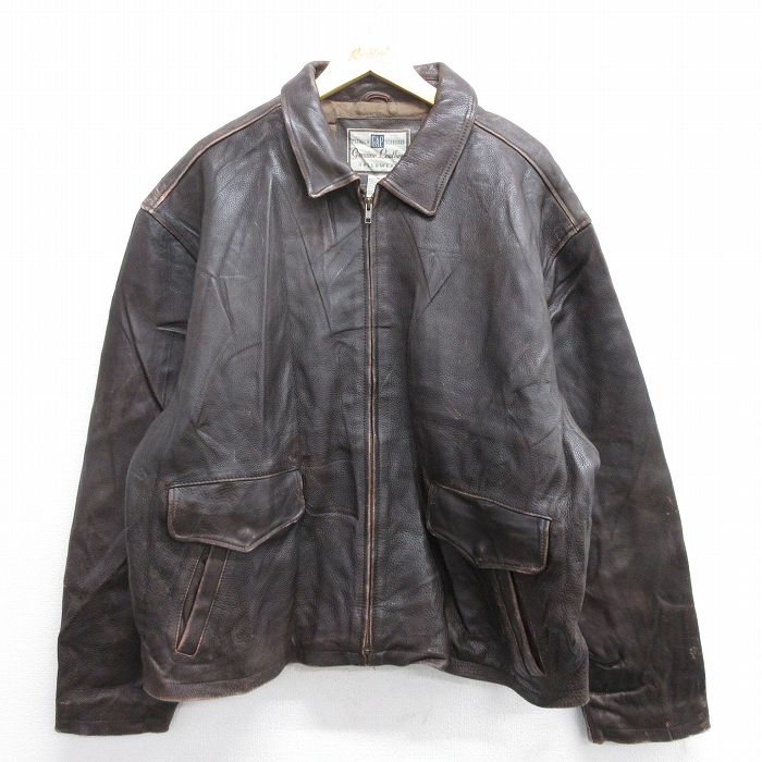 ギャップ レザージャケット USA古着 ブラウン系