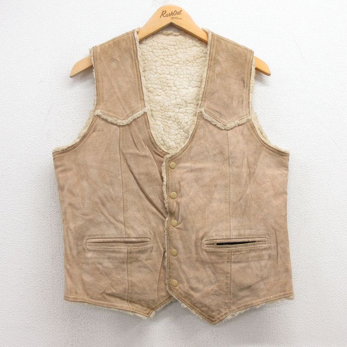 80s 80年代 レザーベスト ジレ フリンジ ヴィンテージ 古着 70年代 70s 80年代 80s パキジャン | ヴィテージ古着屋Feeet