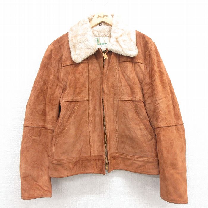 古着通販 L☆古着 長袖 スエード レザー ジャケット メンズ 80年代 80s