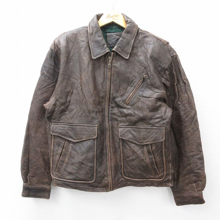 セントジョンズベイ レザージャケット ライナー付き 天然皮革 リアルレザー ST JOHN'S BAY セントジョンズベイ レザージャケット革ジャン焦茶