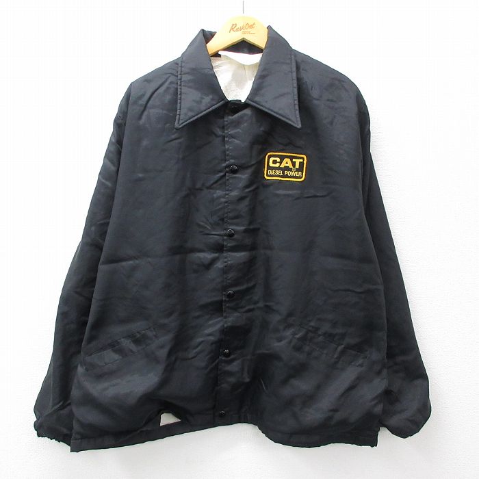 XL★古着 ホロウェイ 長袖 ナイロン ジャケット メンズ 80年代 80s CAT ディーゼル DIESEL 大きいサイズ USA製 黒 ブラック  23oct02 中古 アウター ウインドブレーカー