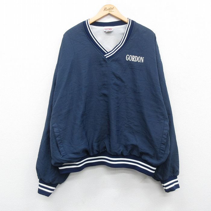 古着通販 XL☆古着 長袖 ナイロン ジャケット メンズ 80年代 80s