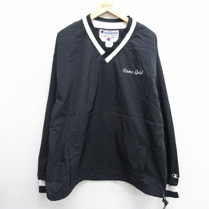 XL/古着 長袖 ナイロン ジャケット メンズ 00s 大きいサイズ 黒