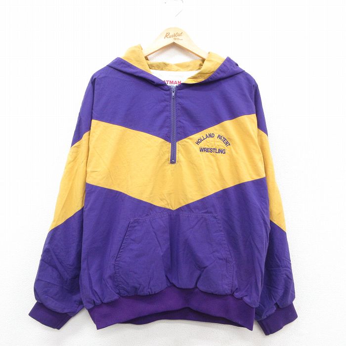 古着通販 XL☆古着 長袖 ハーフジップ ナイロン ジャケット パーカー