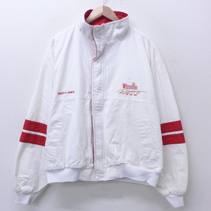 古着通販 XL☆古着 長袖 レーシング ジャケット 80年代 80s スイングスター ウィンストンレーシングチーム 大きいサイズ コットン USA製 白