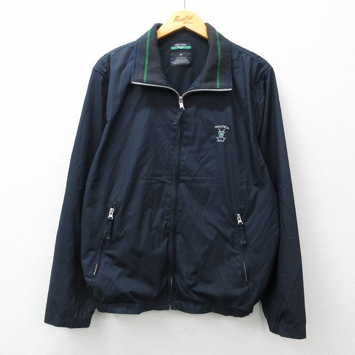XL★古着 ノーティカ NAUTICA 長袖 ブランド ジャケット メンズ ワンポイントロゴ 紺系 ネイビー 内側メッシュ 23oct14 中古  アウター ジャンパー ブルゾン