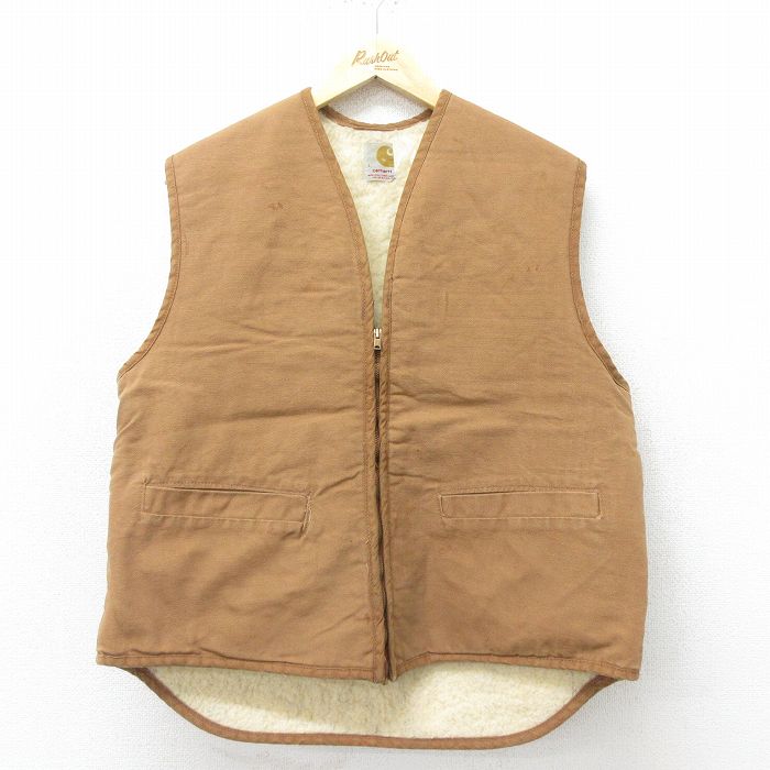 古着通販 L☆古着 カーハート ベスト メンズ 70年代 70s ダック地 茶