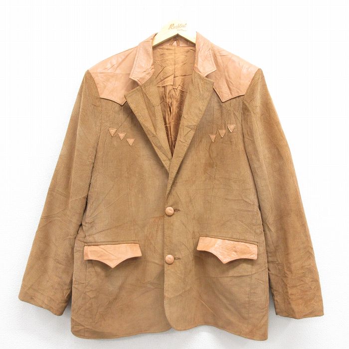 vintage テーラードジャケット　黒　コーデュロイ　ダブルポケット　チェック セール】限定展開 ワイドシルエット コーデュロイ セットアップ