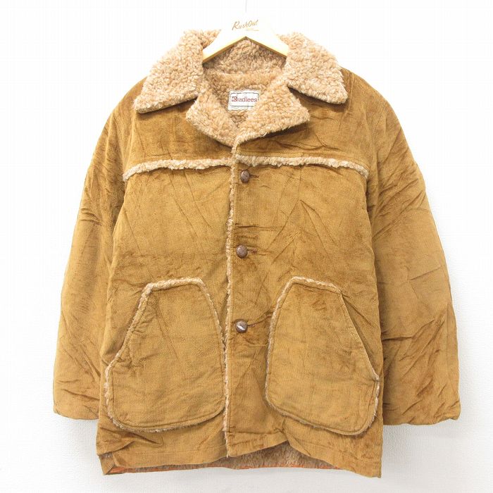 古着通販 XL☆古着 長袖 ランチ ジャケット メンズ 80年代 80s USA製 茶 内側ボア