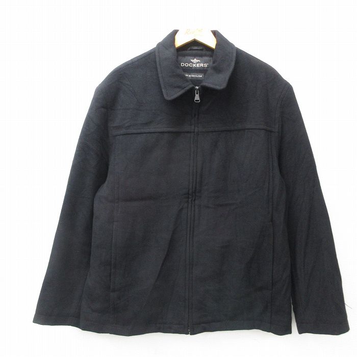 古着 ドッカーズ DOCKERS ウールスポーツジャケット フルジップ ブラック 表記：M gd401669n w40208 | 古着屋SLAT  オンラインショップ 【古着通販】｜東京 高円寺 レギュラー・ヴィンテージ古着