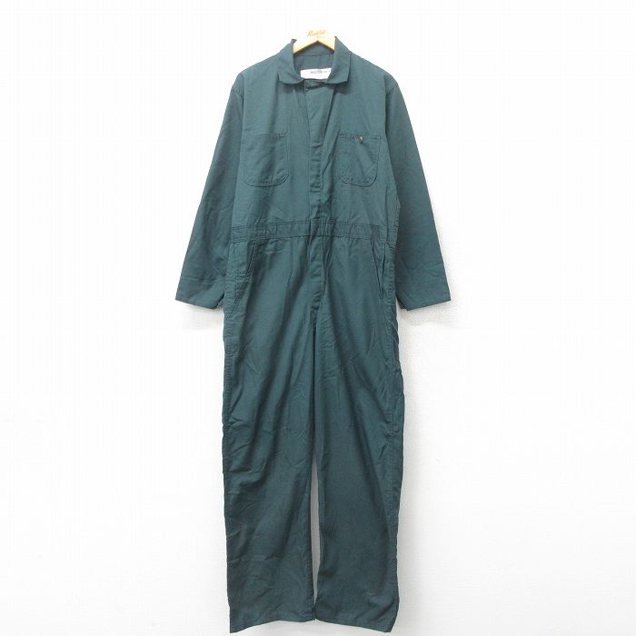 古着通販 W41☆古着 長袖 ツナギ メンズ 大きいサイズ USA製 緑
