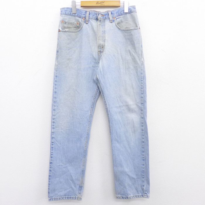【20%OFF】W32★古着 ジーンズ Levis リーバイス 505 メンズ 90年代 90s コットン USA製 薄紺 ネイビー デニム  22jun09 中古 ボトムス ジーパン Gパン ロング パンツ