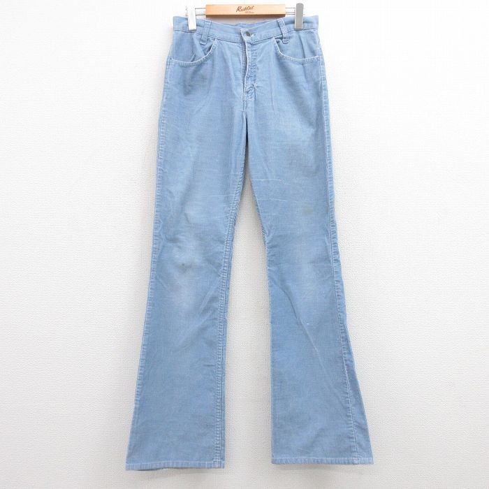 W30★古着 リーバイス Levis 746 コーデュロイ パンツ メンズ 80年代 80s フレア タロン 薄紺 ネイビー 23sep22 中古  ボトムス ロング