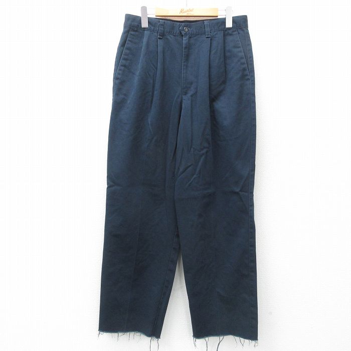 W38☆古着 ドッカーズ パンツ メンズ 00年代 00s リネン 黒