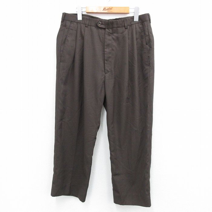 古着通販 W35☆古着 HAGGAR スラックス パンツ メンズ 濃茶系