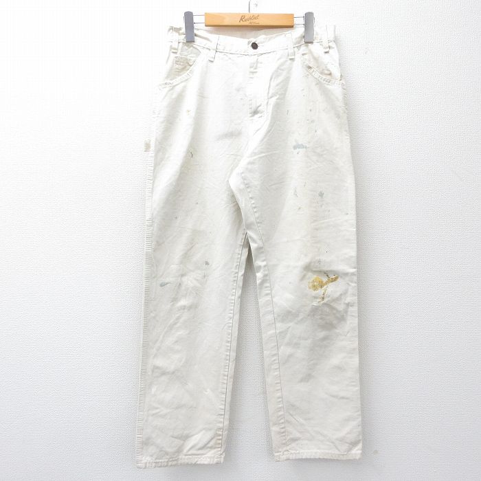 W32★古着 ディッキーズ Dickies パンツ メンズ 紺 ネイビー 24jun27 中古 ボトムス ロング 古着通販 W32☆古着 ディッキーズ ペインター パンツ メンズ シャー
