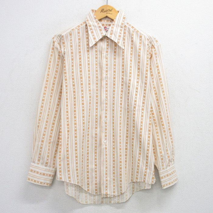 古着通販 L☆古着 長袖 シャツ メンズ 70年代 70s 生成り他