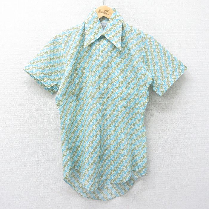 ＵＳＥＤ古着 アロハシャツ 半袖 オープンカラー 和柄 コットン 紺 / ネイビー USED古着 アロハ（和柄）柄 古着 70s 総柄 半袖 シャツ vintage archive 日本製 昭和レトロ シルク