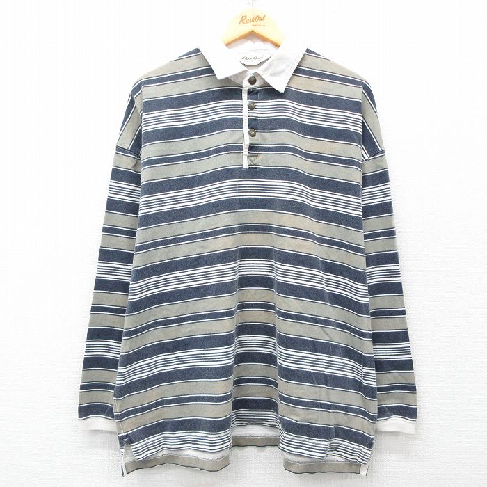 古着 90s Eddie Bauer 100%コットン ブルー デニム バンドカラー