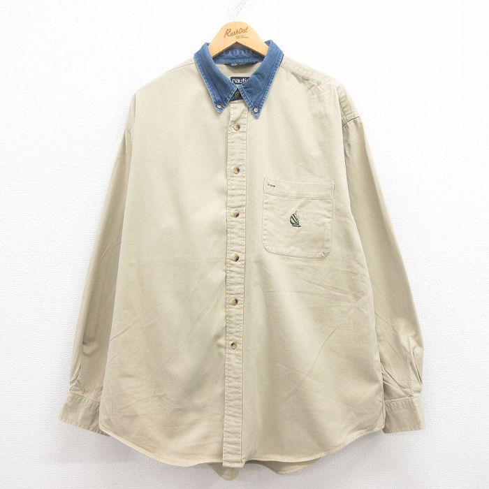 古着通販 XL☆古着 ノーティカ 長袖 ブランド シャツ メンズ 90
