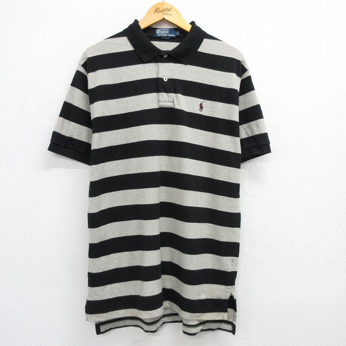 希少 シンガポール製 90s ラルフローレン 長袖 シャツ 黒 古着 XL