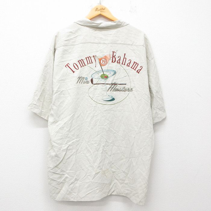  BAHAMA 25周年　シルク100% 半袖シャツ　刺繍　ハワイアン 古着通販 XL☆古着 半袖 ハワイアン シャツ メンズ ゴルフ