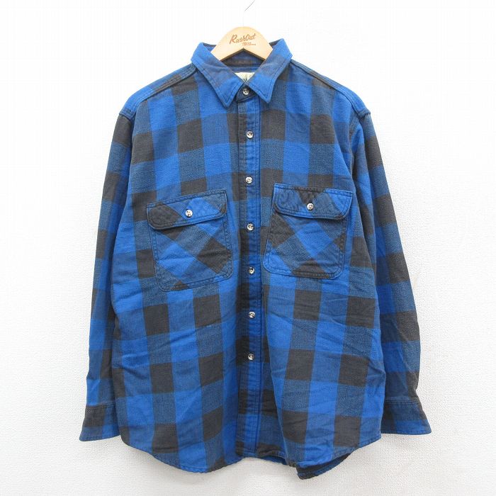 希少好配色90s オンブレチェック ST JOHN'S BAY ヘビーネルシャツ 希少